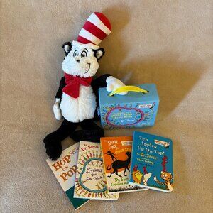 DR. SEUSS Aurora Plush CAT and Set of 4 Board Books with case for Ages 0+ Months